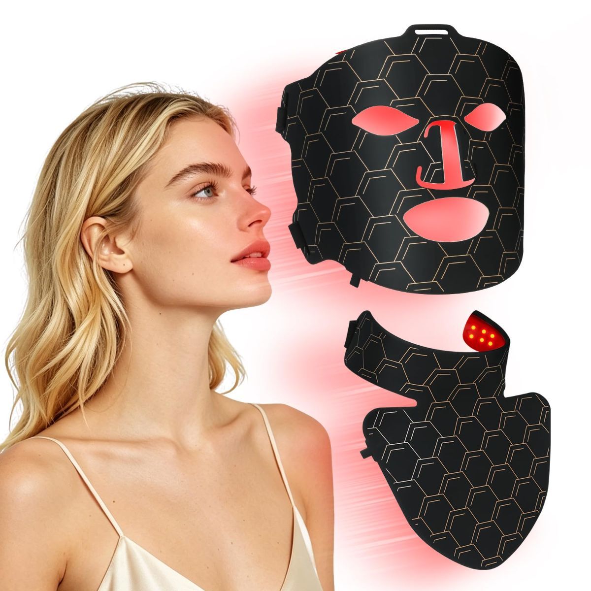 Rechargeable LED Face & Neck Mask with Remote Control