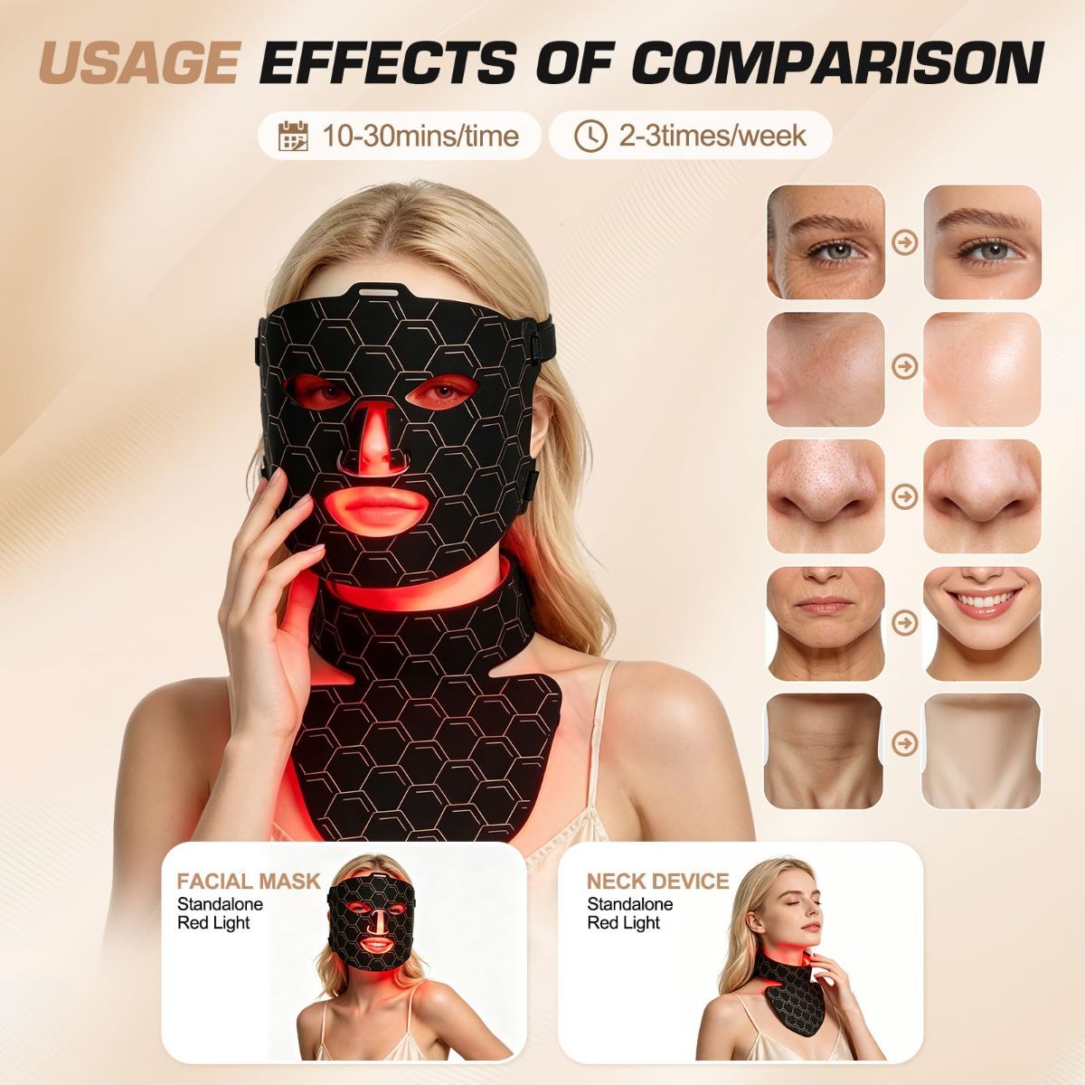 Rechargeable LED Face & Neck Mask with Remote Control