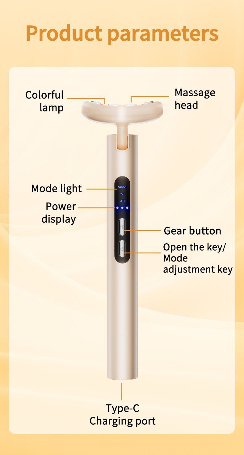 LED Face & Neck Massage Wand – Beige