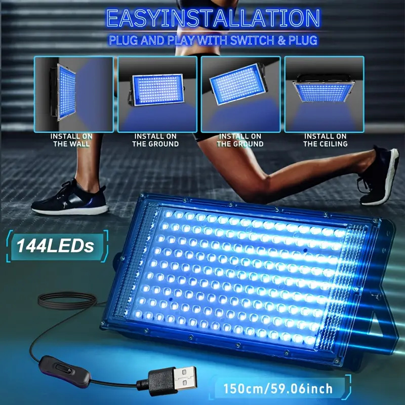 USB-Powered Blue LED Beauty Lamp – Black
