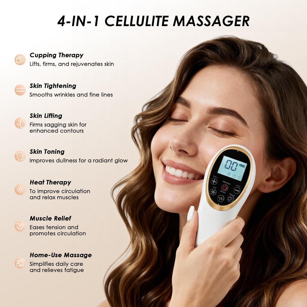 Rechargeable Face & Body Roller Massager – White