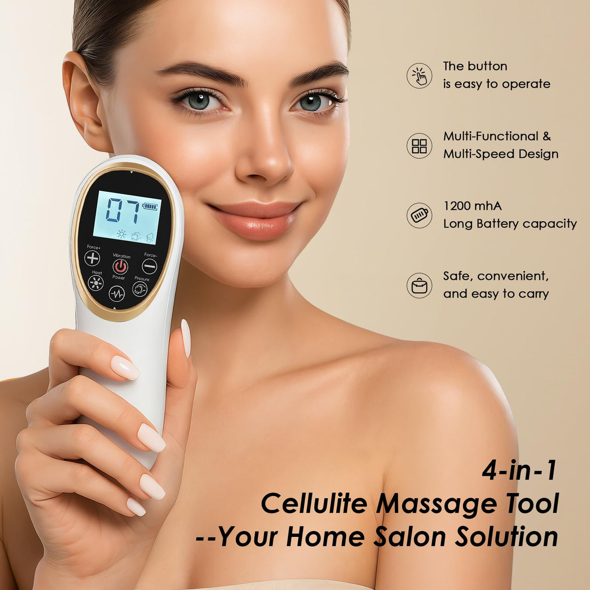 Rechargeable Face & Body Roller Massager – White