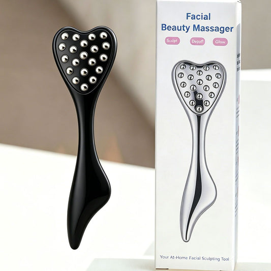 Stainless Steel Heart-Shaped Roller Massager – Black