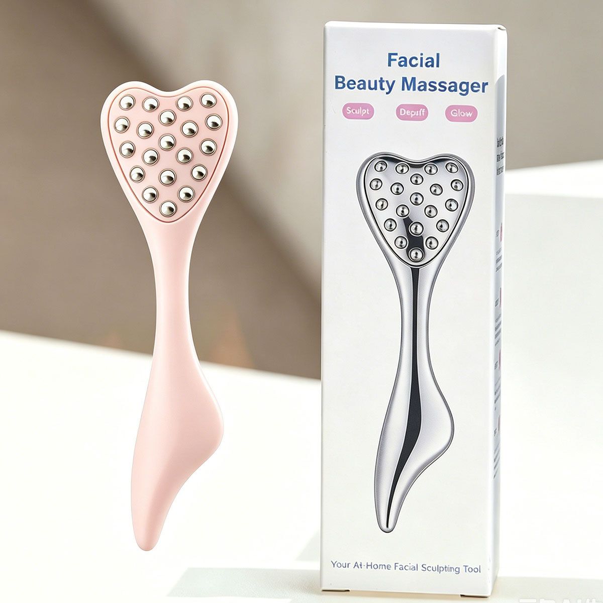 Stainless Steel Heart-Shaped Roller Massager – Black