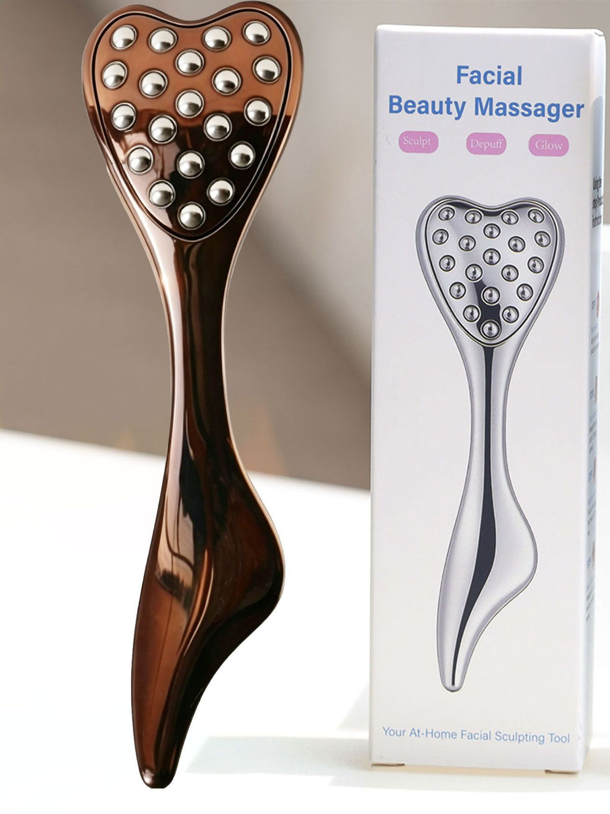 Stainless Steel Heart-Shaped Roller Massager – Black