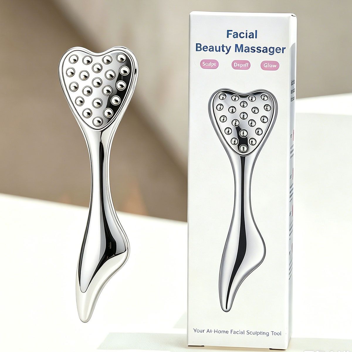 Stainless Steel Heart-Shaped Roller Massager – Black