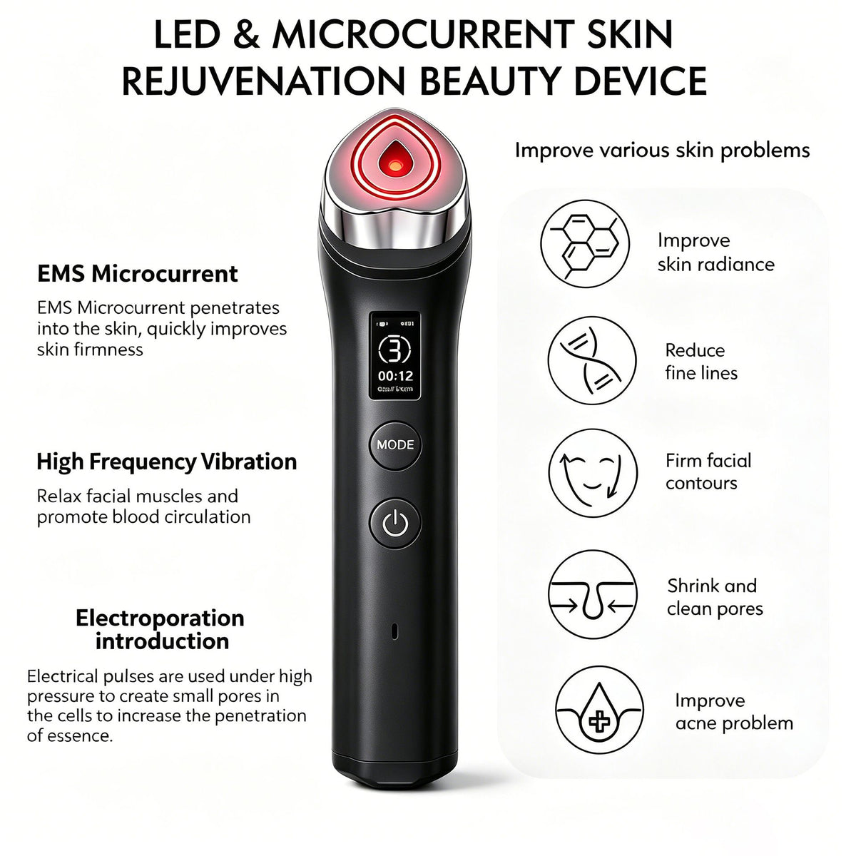 LED Facial Beauty Device – Pink
